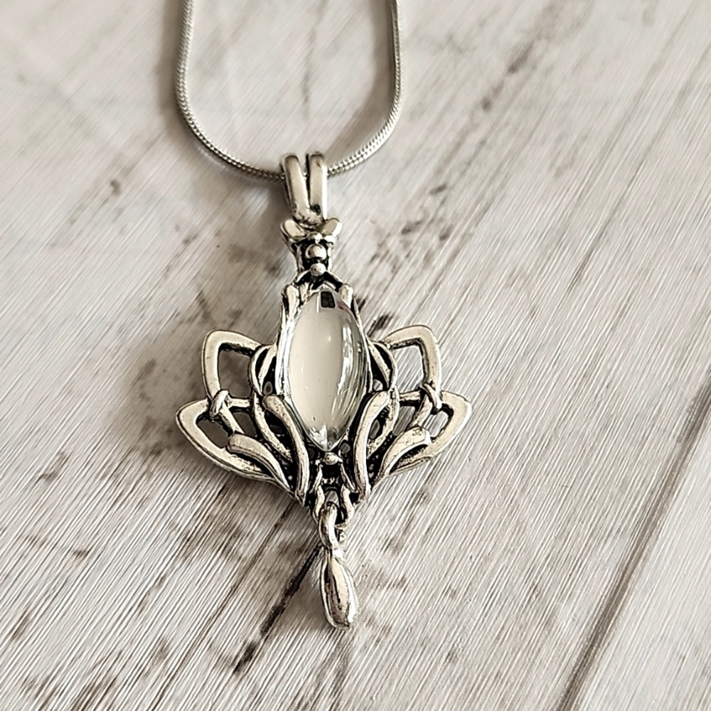 LOTUS Moonstone Dangle Pendant Necklace 16 inch
